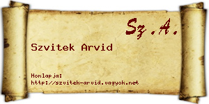 Szvitek Arvid névjegykártya